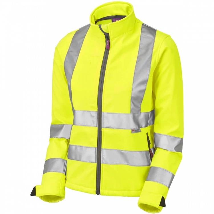 Leo Workwear SJL01-Y Honeywell Hi Vis EcoViz Ladies Softshell Jacket Yellow